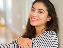 Woman with healthy smile after preventive dentistry