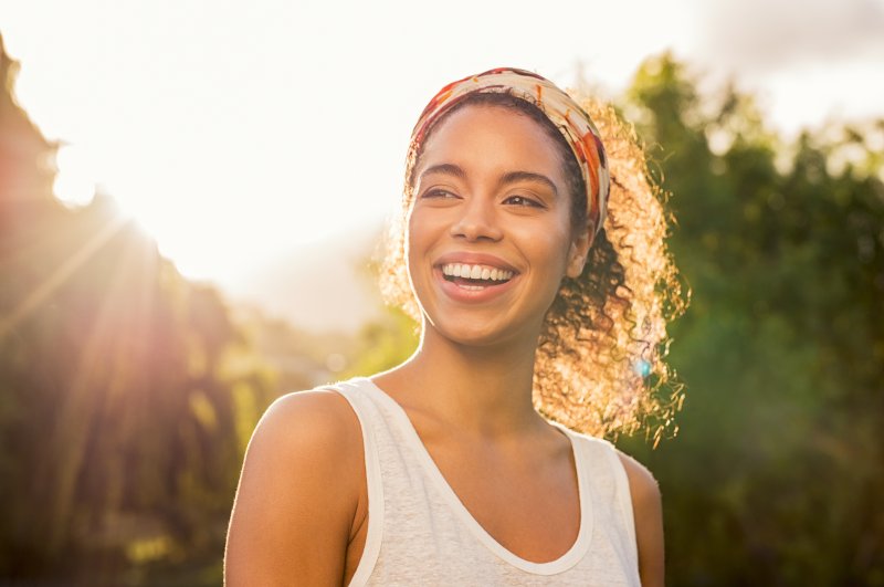 Woman smiling in the sun